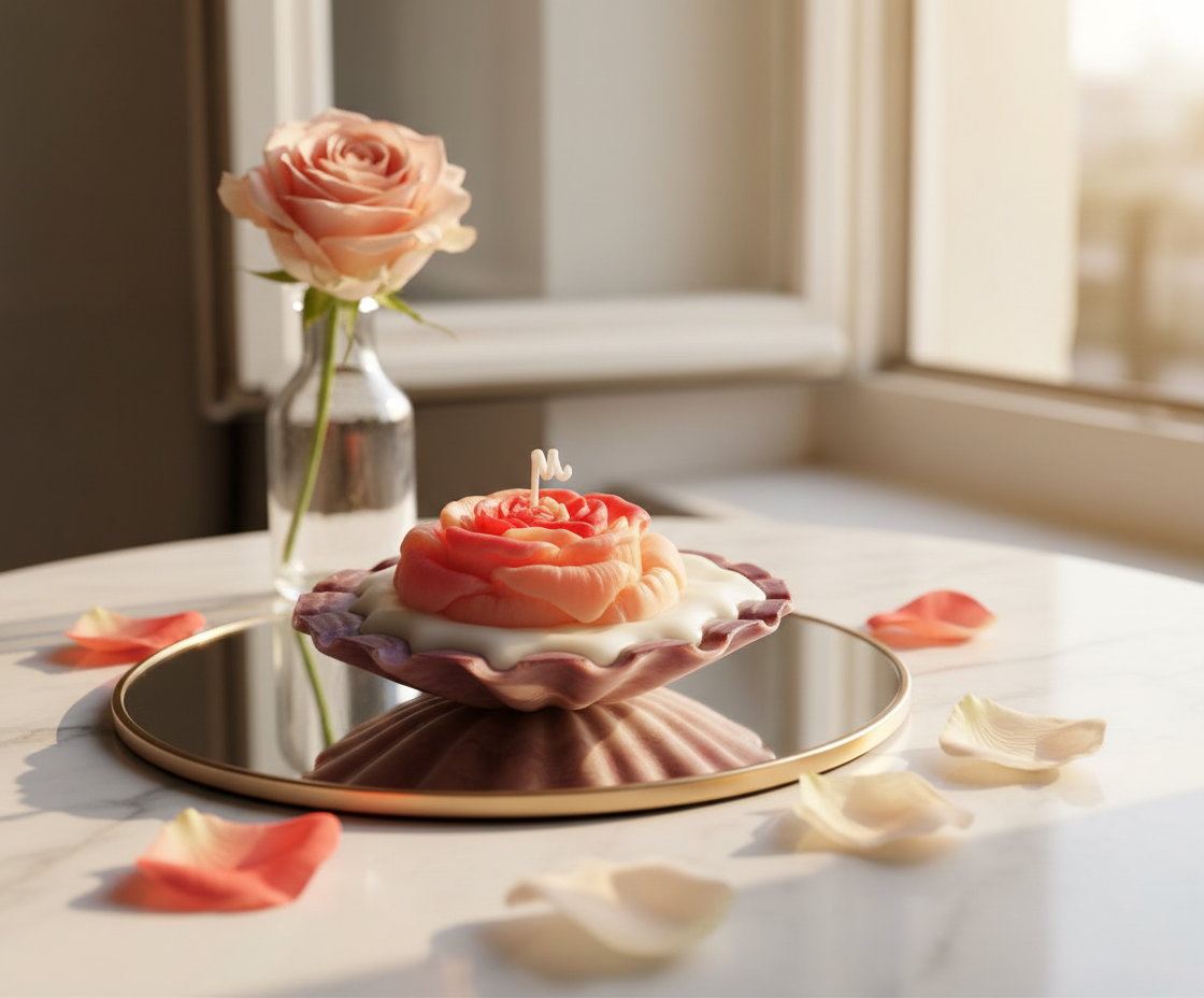 Handmade candle in a large shell — delicate fragrance, unique design.