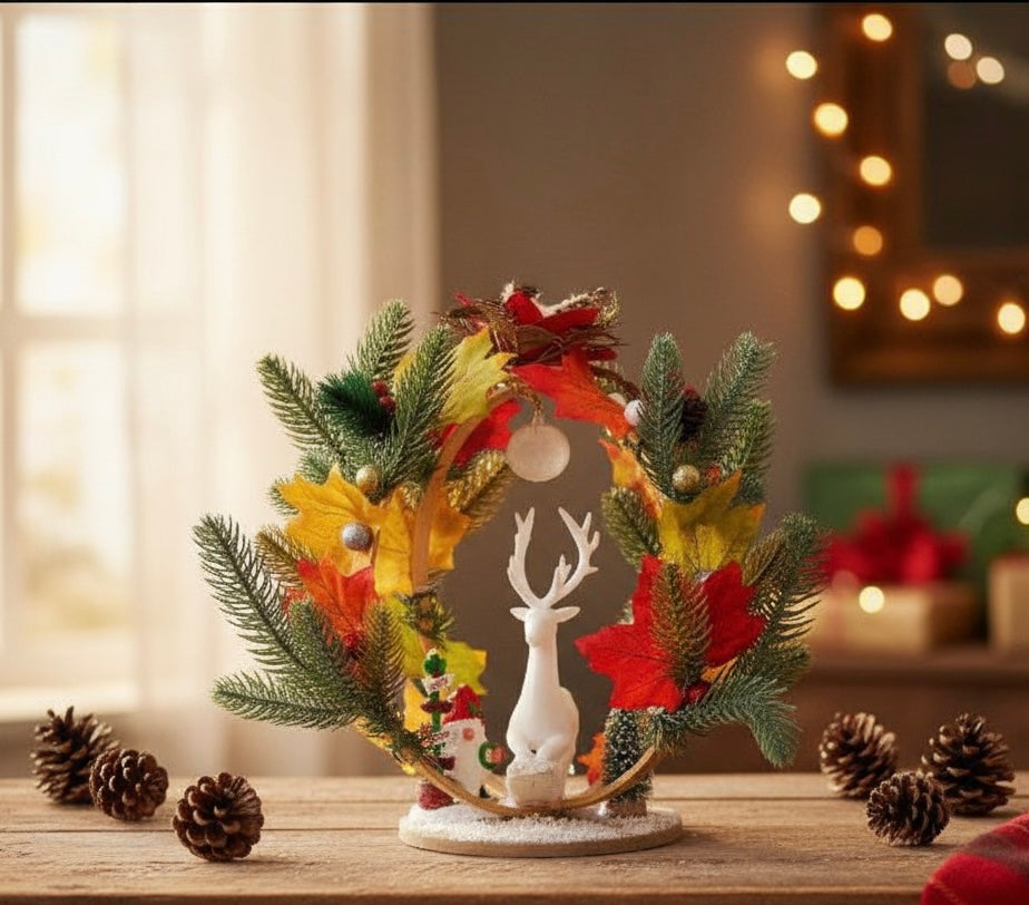 Christmas ornament with reindeer.