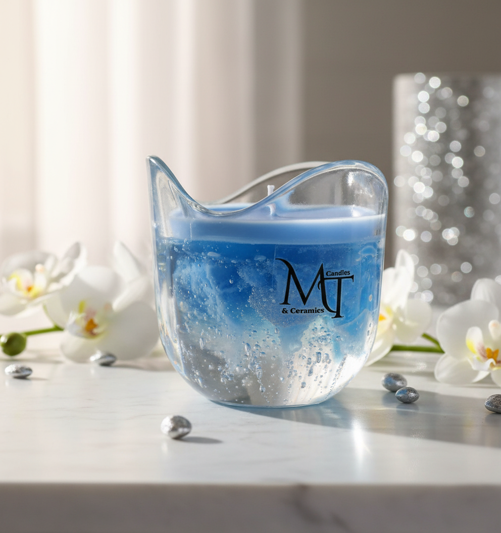 Handmade scented candle .