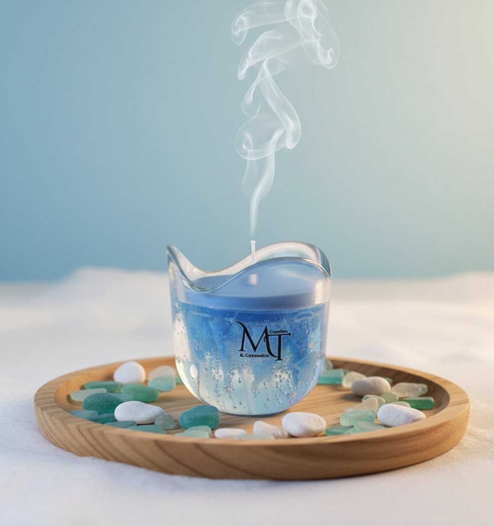 Handmade scented candle .