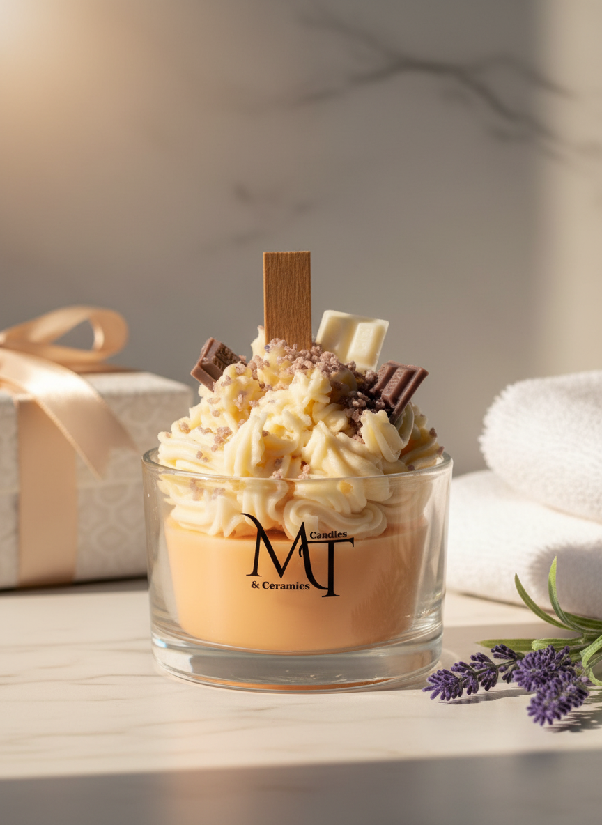 A candle that looks like dessert and smells like pure indulgence.