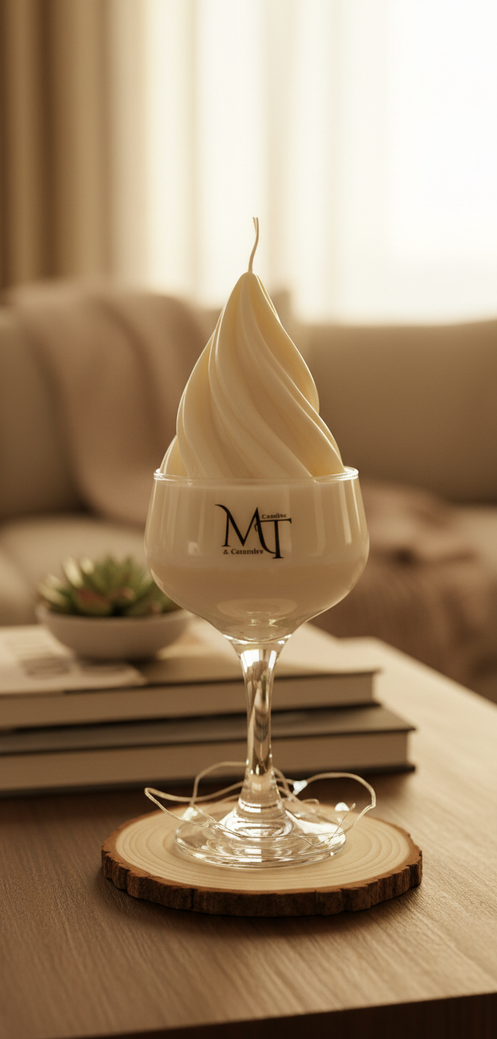A candle that looks like ice cream and smells like happiness.