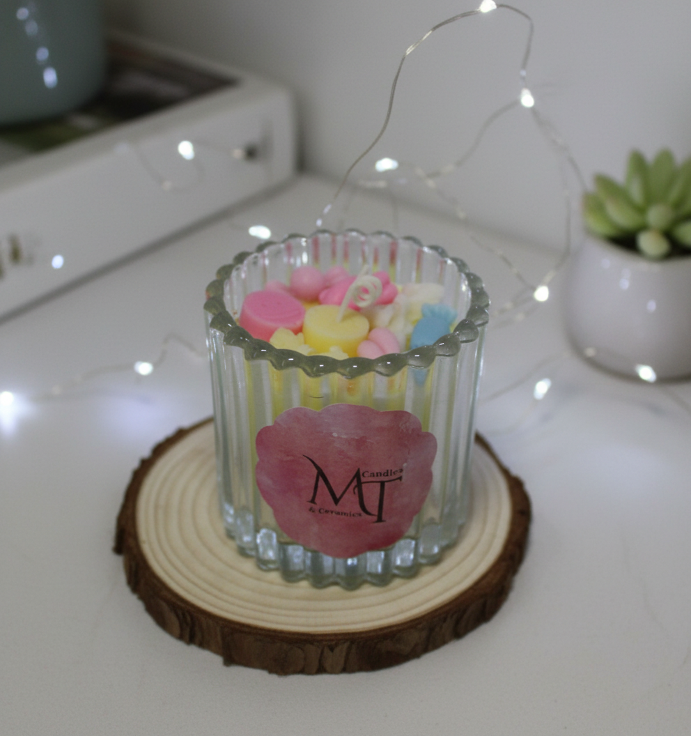 Candy-inspired candle — colorful, sweet, and handcrafted fun.