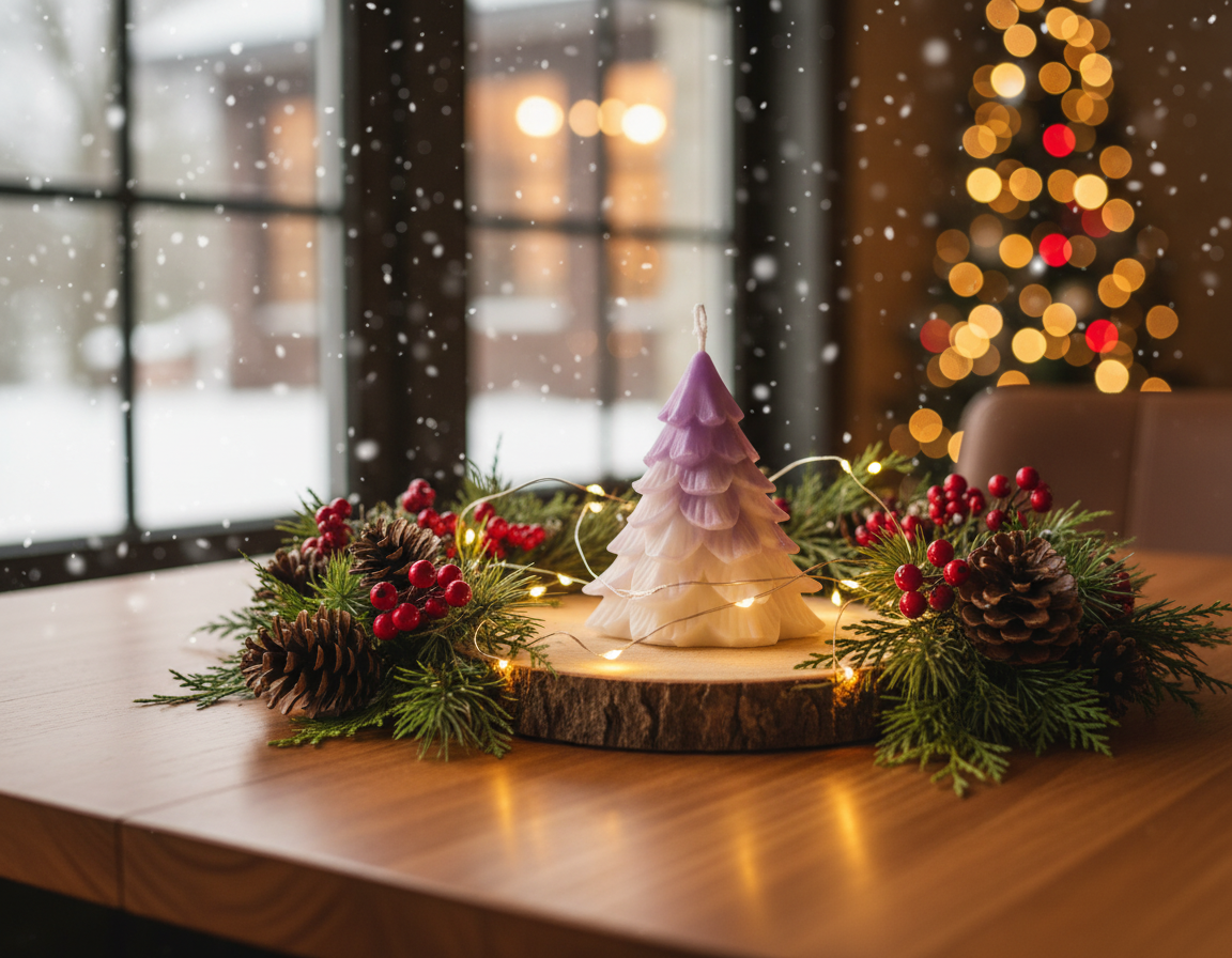 Handmade Christmas tree candle — festive, elegant, and full of holiday spirit.